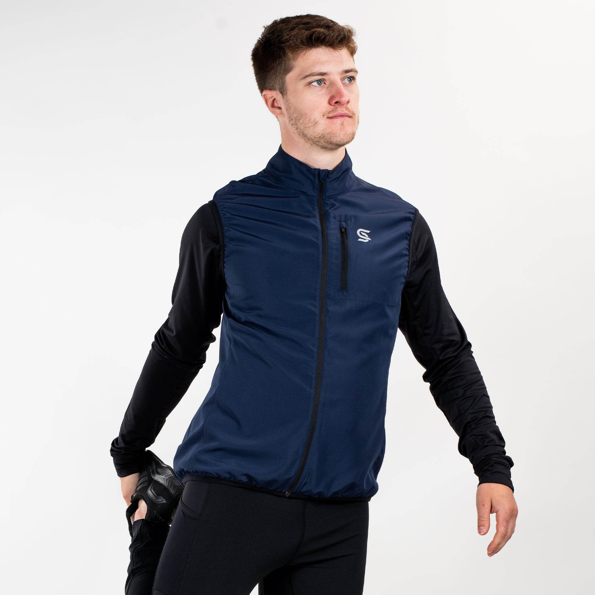 Running Gilet Navy Men's - Sports Cartel